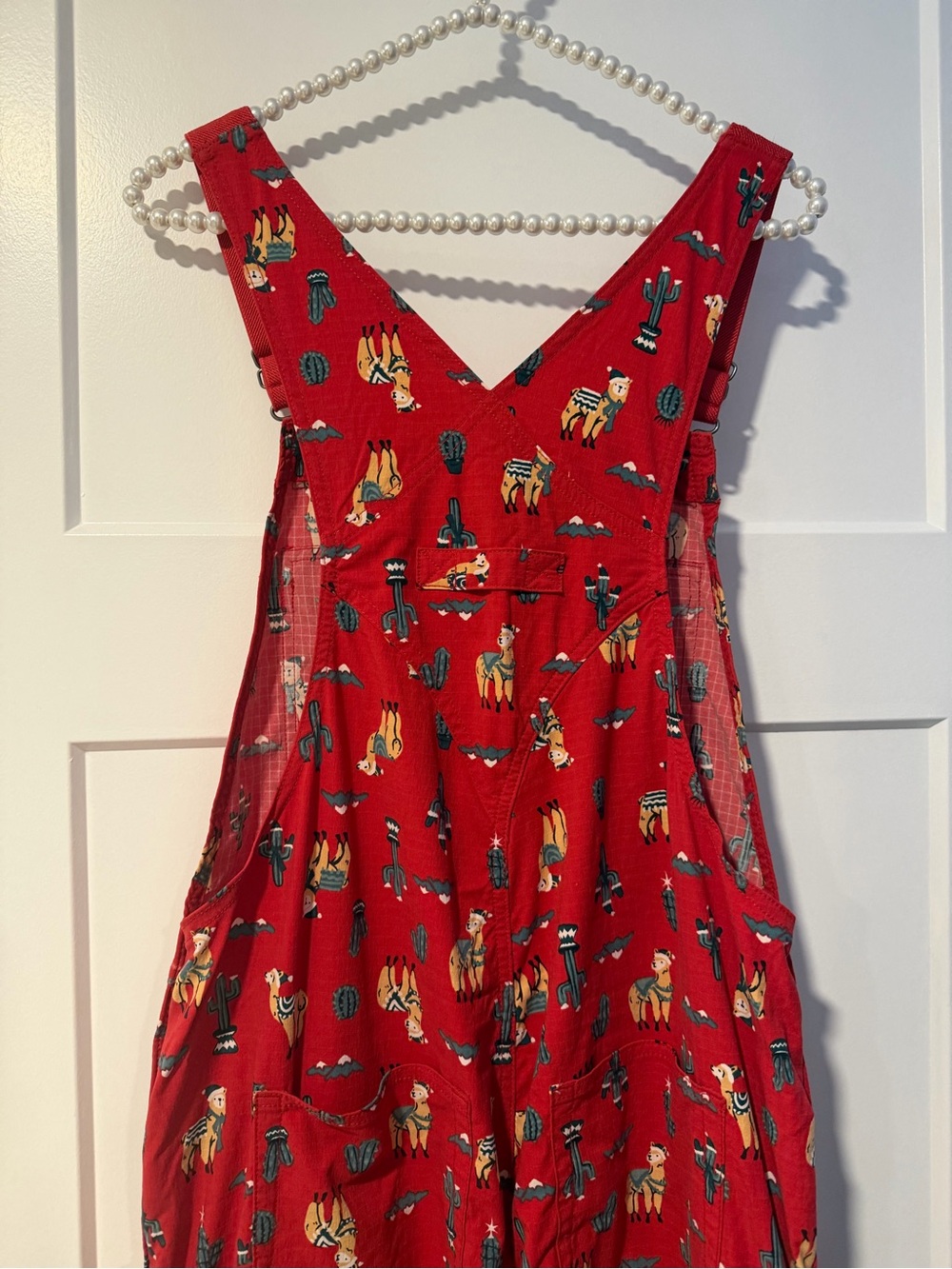 Duluth Trading Co Red women’s llama Print Overalls - Picture 9 of 9